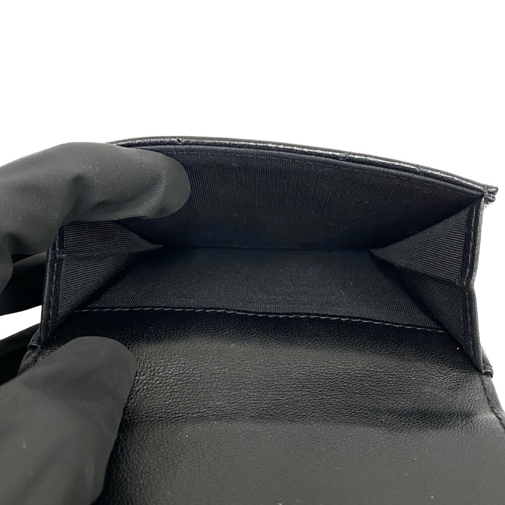 CHANEL Authentic Black Lambskin Leather Logo Wallet - Picture 10 of 10